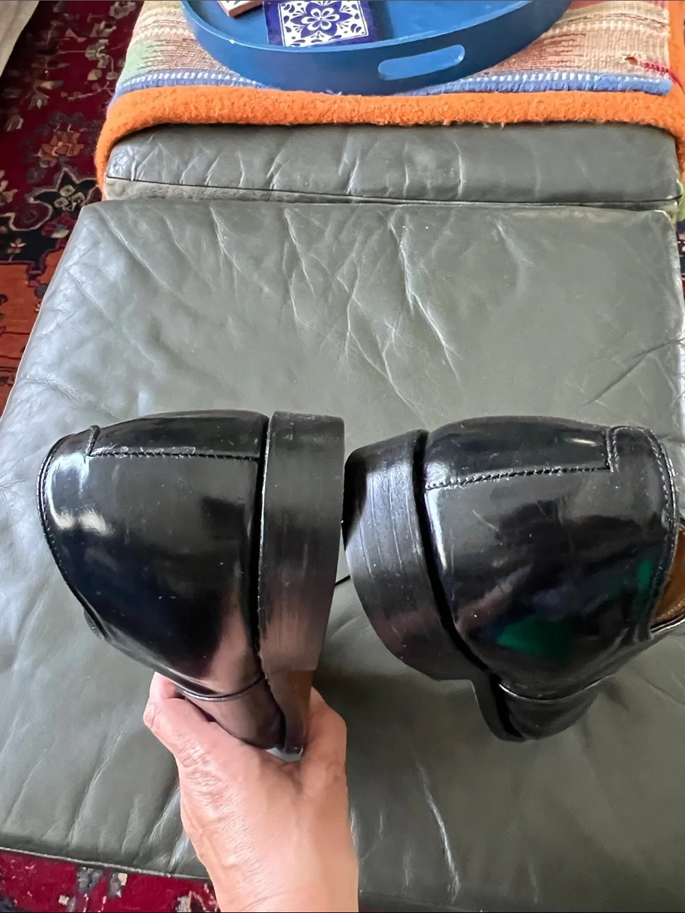 Johnston & Murphy Melton Cap Toe shoes with replaced soles.  Size 10 D.